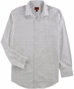 Alfani Mens Triangle Dot Button Up Dress Shirt, White