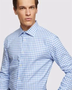 Oxford Men's Islington Regular Fit Checked Shirt - Sky 10 Oxford Men's Islington Regular Fit Checked Shirt - Sky -Fashion Menswear Shop a5d86ffd922202502b0fb0136969bff3