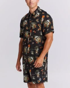 Mens The Mad Hueys Loose In Paradise Woven Shirt - VINTAGE BLACK -Fashion Menswear Shop a6aadfe648f307152c77aeb3f95e1f1d