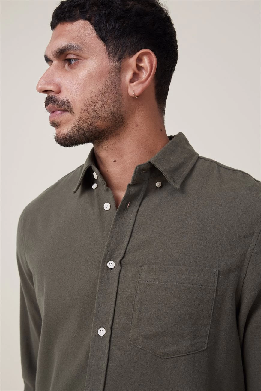Cotton On Mayfair Long Sleeve Shirt Khaki 4 Cotton On Mayfair Long Sleeve Shirt Khaki - Image 4