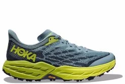 HOKA Speedgoat 5 WIDE Shoe - Stone Blue/Dark Citron - Mens Shoes