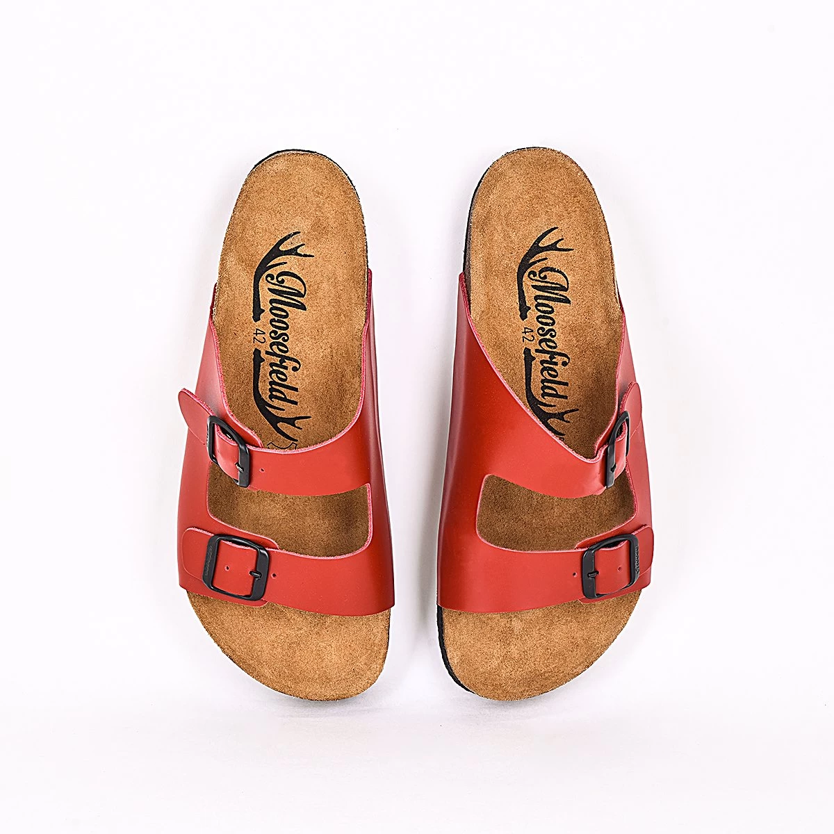Moosefield Men's Arizona Leather Sandals - Red 3 Moosefield Men's Arizona Leather Sandals - Red - Image 3