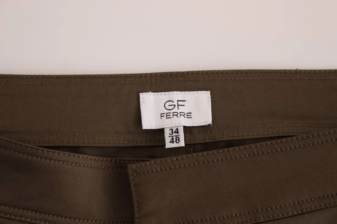 GF Ferre Green Cotton Stretch Comfort Fit Pants 7 GF Ferre Green Cotton Stretch Comfort Fit Pants - Image 7