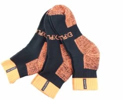 3 X Mens Bonds Explorer Tough Work Quarter Crew Cotton Socks - Black/Orange
