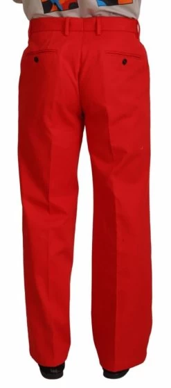 Dolce & Gabbana Red Straight Fit Men Trousers Cotton Pants -Fashion Menswear Shop ab1d8ecc96c5f14e39057d6052a52a6e