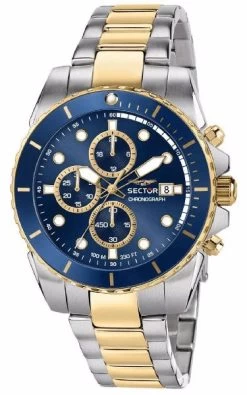 Sector 450 Chronograph Blue Sunray Dial Two Tone Stainless Steel Quartz R3273776001 100M Men's Watch