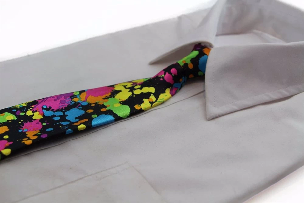 Kids Boys Multicoloured Patterned Elastic Neck Tie - Splash 1 Kids Boys Multicoloured Patterned Elastic Neck Tie - Splash