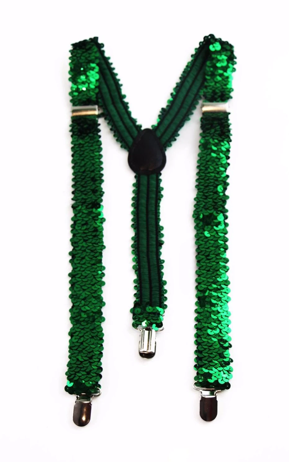 Adjustable 100Cm Green Mens & Womens Sequin Suspenders 3 Adjustable 100Cm Green Mens & Womens Sequin Suspenders - Image 3