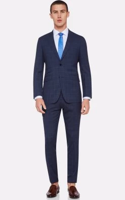Oxford Men's Hopkins Peak Lapel Wool Suit Jacket - Blue -Fashion Menswear Shop adb01a82fd1f974744c67e41651fcacf