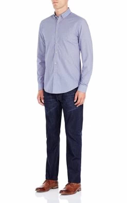 Oxford Men's Stratton Button Down Shirt - Blue -Fashion Menswear Shop adb0220e11b24242bb97492ac94c6f29