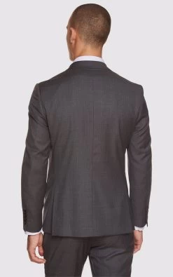 Oxford Men's Byron Wool Stretch Checked Jacket - Charcoal -Fashion Menswear Shop adb92038866d93af5887322e69ab1901