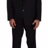 Domenico Tagliente Black Polyester Single Breasted Formal Suit