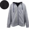 Men's Thick Zip Up Hoodie W/ Winter Sherpa Fur Jumper Coat Jacket Sweater S-6XL - Navy