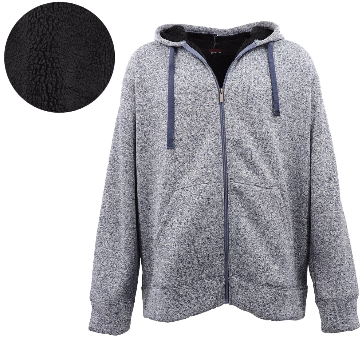 Men's Thick Zip Up Hoodie W/ Winter Sherpa Fur Jumper Coat Jacket Sweater S-6XL - Navy