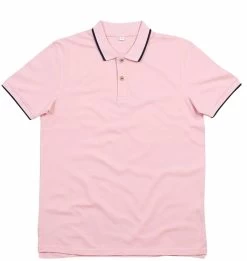 Mantis Mens The Tipped Polo Shirt (Soft Pink/Navy) - PC3672
