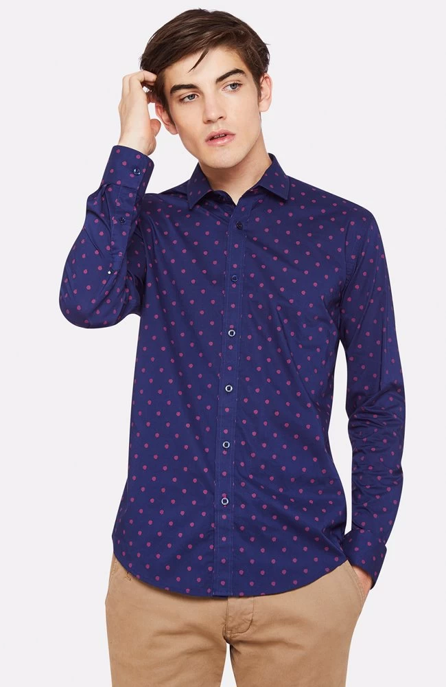 Oxford Men's Kenton Printed Shirt - Navy/Red 1 Oxford Men's Kenton Printed Shirt - Navy/Red