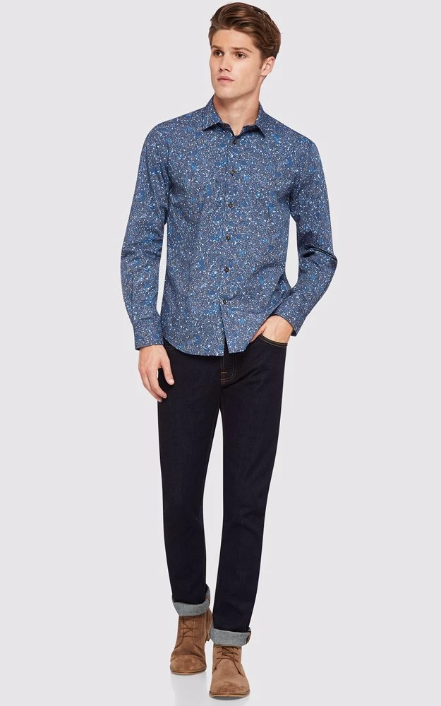 Oxford Men's Kenton Printed Luxury Shirt - Navy 6 Oxford Men's Kenton Printed Luxury Shirt - Navy - Image 6