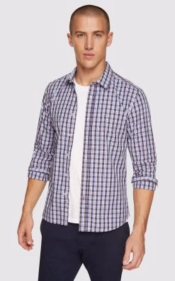 Oxford Men's Kenton Checked Shirt - Brown/Navy