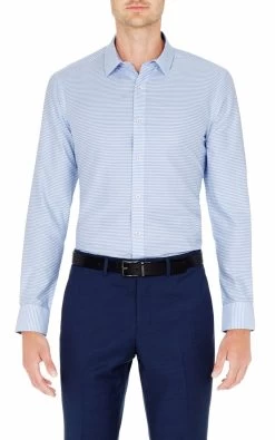 Oxford Men's Kenton Horizontal Strpe Shirt - Sky -Fashion Menswear Shop b361222d54065e8eea9f35bc211c7d87