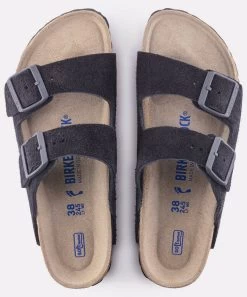 Birkenstock Arizona Suede Leather Midnight Soft Footbed Sandals - Blue -Fashion Menswear Shop b3eca2f64e62690db00e563806d8ece2