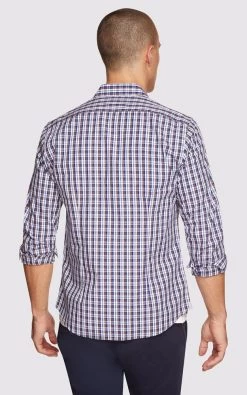 Oxford Men's Kenton Checked Shirt - Brown/Navy -Fashion Menswear Shop b5c41b9c7fab07fe4b8f406da0156672