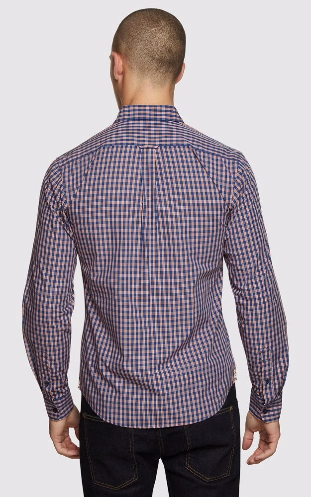 Oxford Men's Uxbridge Checked Shirt - Navy/Tan 3 Oxford Men's Uxbridge Checked Shirt - Navy/Tan - Image 3