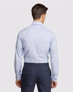 Oxford Men's Beckton Dobby Shirt - Cornflower Blue -Fashion Menswear Shop b8e0be135078448996a8bbe0f90cb982