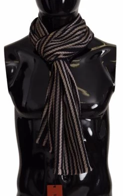 Missoni Multicolor Stripes Wool Knit Fringe Shawl Scarf