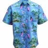 New Adults Kids Cotton Hawaiian Beach Shirt Cool Dry Tropical Summer Casual Tops - Flying Flamingo (