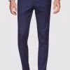 Oxford Men's Byron Wool Stretch Check Trousers - Navy