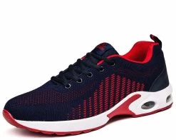 Beakey Mens Walking Shoes Lightweight Air Cushion Running Jogging Sneakers-Black Red