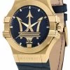Maserati Potenza Blue Dial Leather Strap Quartz R8851108035 100M Men's Watch