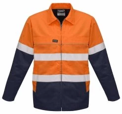 Syzmik Mens Hi Vis Cotton Drill Jacket - Yellow/Navy -Fashion Menswear Shop be2b92a200a3d706f3528633145316b6
