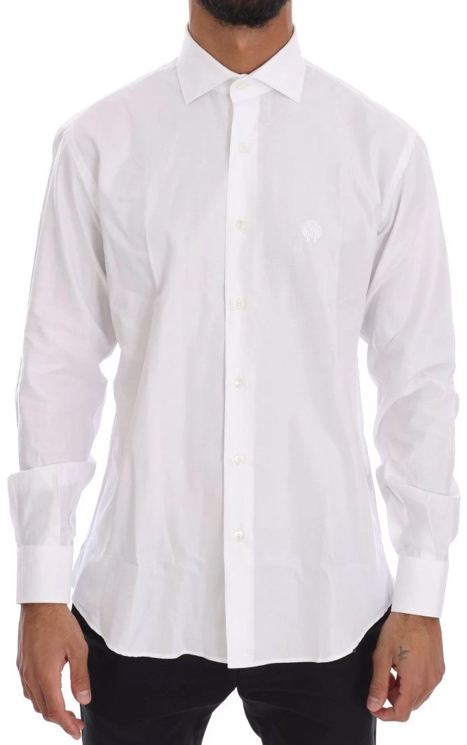 Cavalli White Striped Slim Fit Shirt 1 Cavalli White Striped Slim Fit Shirt
