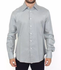 Ermanno Scervino Gray Cotton Long Sleeve Casual Shirt Top