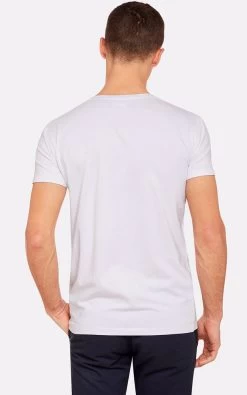 Oxford Men's Peter Stretch V-Neck T-Shirt - White -Fashion Menswear Shop c1faac31ab0e6503429cfdf44a147f38