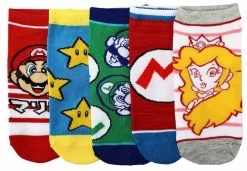 Super Mario Bros. Character Icons 5-Pair Ankle Sock Set