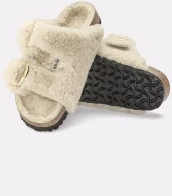 Birkenstock Arizona Big Buckle Teddy Shearling Eggshell Sandals - Beige -Fashion Menswear Shop c4ddc5a23d2d8ded2863f2baea9064c7