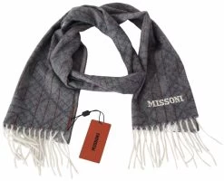 Missoni Gray Patterned Cashmere Unisex Neck Wrap Shawl Scarf -Fashion Menswear Shop c50be1fad960a07e8f75cc9c4f0b7151