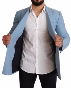 Dolce & Gabbana Blue Cashmere Silk Slim Fit Blazer Jacket -Fashion Menswear Shop c6b1b5c0d10232ba7995838337a6489a