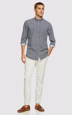 Oxford Men's Uxbridge Regular Fit Print Shirt - Navy -Fashion Menswear Shop c6ec696abff3d0bafb594950c8eea49f