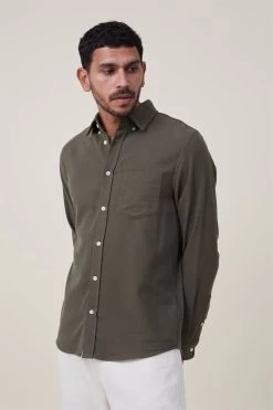Cotton On Mayfair Long Sleeve Shirt Khaki