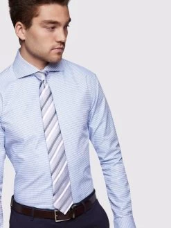 Oxford Men's Trafalgar Dobby Shirt - Blue -Fashion Menswear Shop cabef2b017fd06c95f933ee26ff3e108