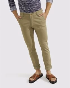Oxford Men's Stretch Sknny Fit Organic Cotton Chinos - Army -Fashion Menswear Shop cb512969a822d6b81dc26de134911b73