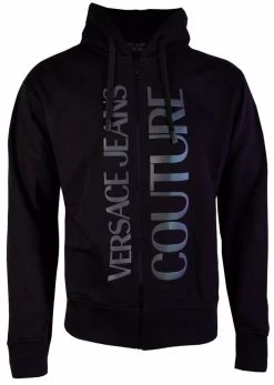 Versace Jeans Black Cotton Zipped Sweatshirt