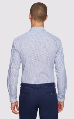 Oxford Men's Kenton Printed Shirt - Blue -Fashion Menswear Shop cdc618f2c30861ab87b6d7c0296cca08