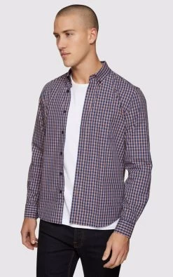 Oxford Men's Uxbridge Checked Shirt - Navy/Tan