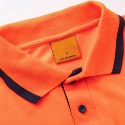 HI VIS Polo Shirts Short Sleeve Work Tops Tee Tradie Safety Workwear Reflective - Fluro Orange / Nav -Fashion Menswear Shop ce8059da09a49cabab3b33d90bb5e97b