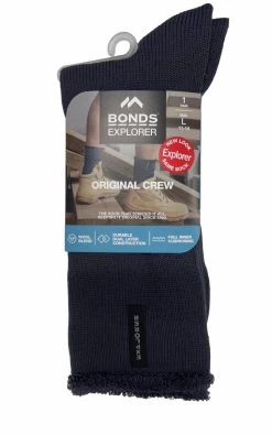 6 X Mens Bonds Explorer Original Crew Wool Blend Steel Grey Socks
