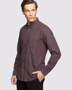 Oxford Men's Uxbridge Regular Ft Checked Shirt - Navy/Tan